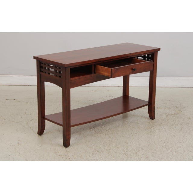 Arts & Crafts 2 Tier 1 Drawer Cherry Sofa Table For Sale - Image 4 of 13