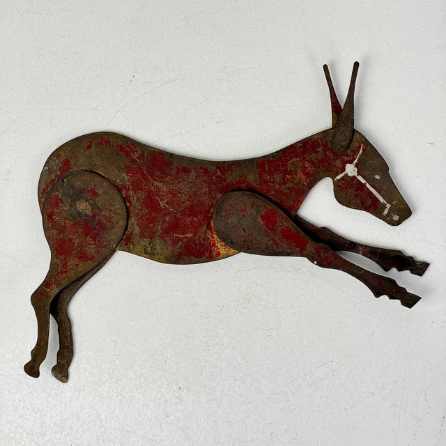 Folk Art Early 20th Century Kinetic Articulated Folk Art Metal Mule/Donkey for Possible Carnival Gallery Target For Sale - Image 3 of 14
