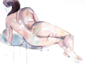 "Nude No. 110" Contemporary Original Nude Figure Watercolor Painting by Elizabeth Becker