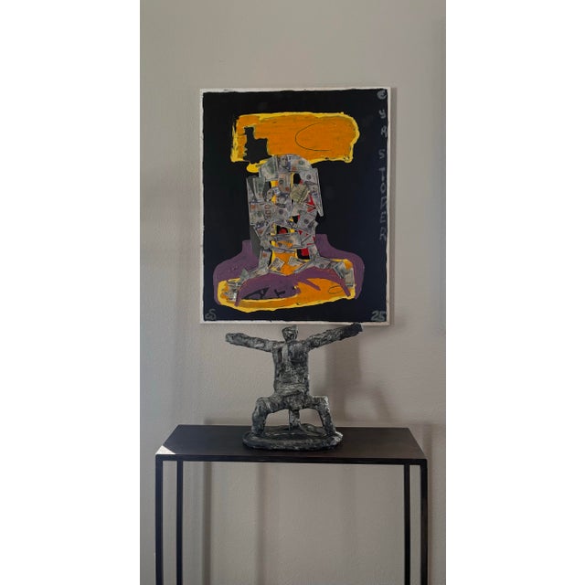 2020s Abstract Collage Painting by Artist Christopher Shoemaker, 30” X 24”, Signed For Sale - Image 5 of 10