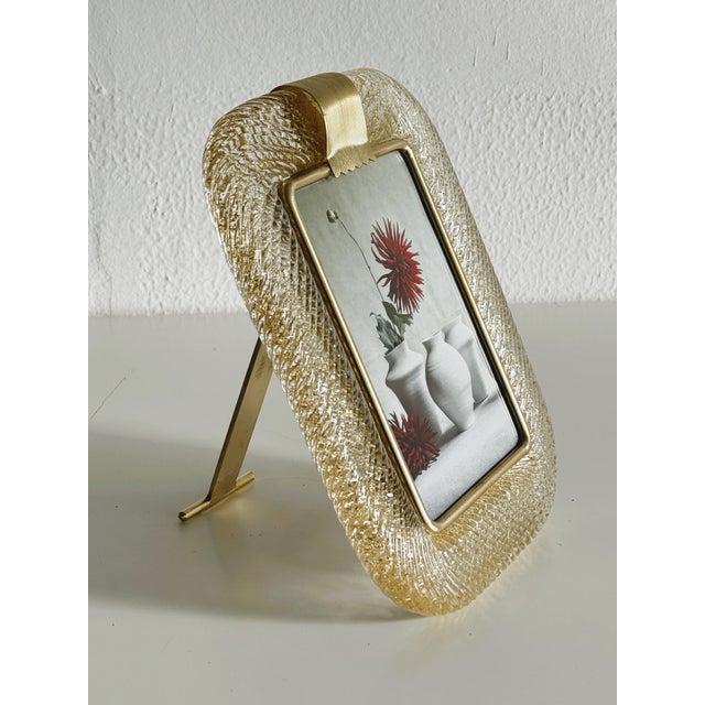 Italian Gilt Murano Glass Twist Picture Frame from Barovier & Toso, 1990s For Sale - Image 10 of 13