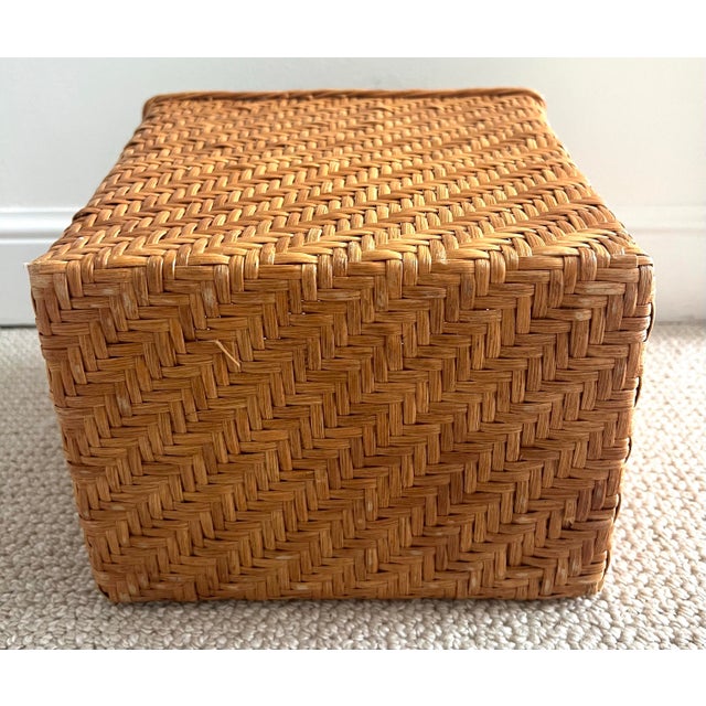 Mid Century Woven Rattan Wastebasket For Sale - Image 10 of 10