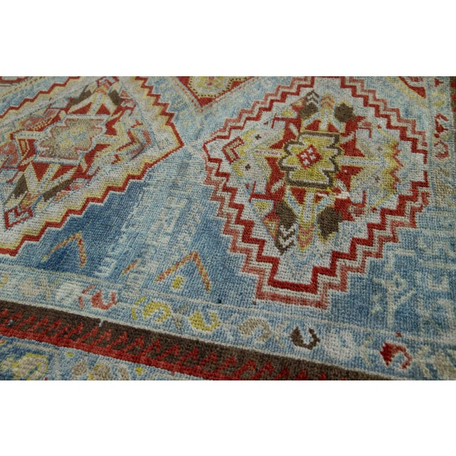 Persian Antique Persian Afshar Handmade Blue Wool Rug With Allover Geometric Design For Sale - Image 3 of 9