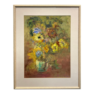 1980s Flowers in Vase an Impression. Still Life Painting by Michael Forster
