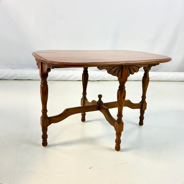 Early 20th C Antique Edwardian Chippendale English Pine Side Table, Hand Carved & Turned. For Sale - Image 15 of 16