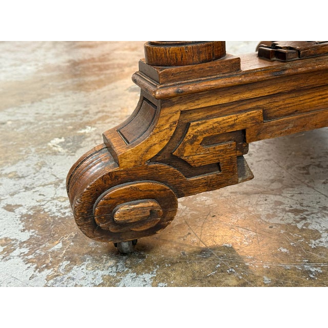 Hand Carved Wood Base + Wood Top, Antique For Sale - Image 11 of 12