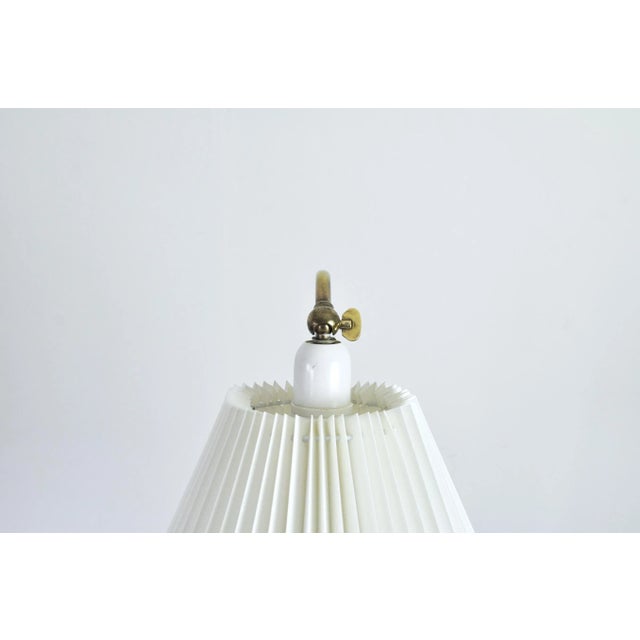 Gold Scandinavian Floor Lamp in Brass with Pleated Shade, 1950s For Sale - Image 8 of 12