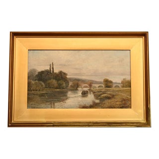 E Steele, River Thames Wallingford, 19th Century, Oil Painting, Framed For Sale