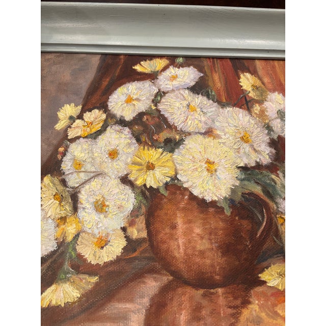 Copper 1967 Floral Still Life Painting by Mary Black, Vintage Framed Original Artwork For Sale - Image 8 of 9