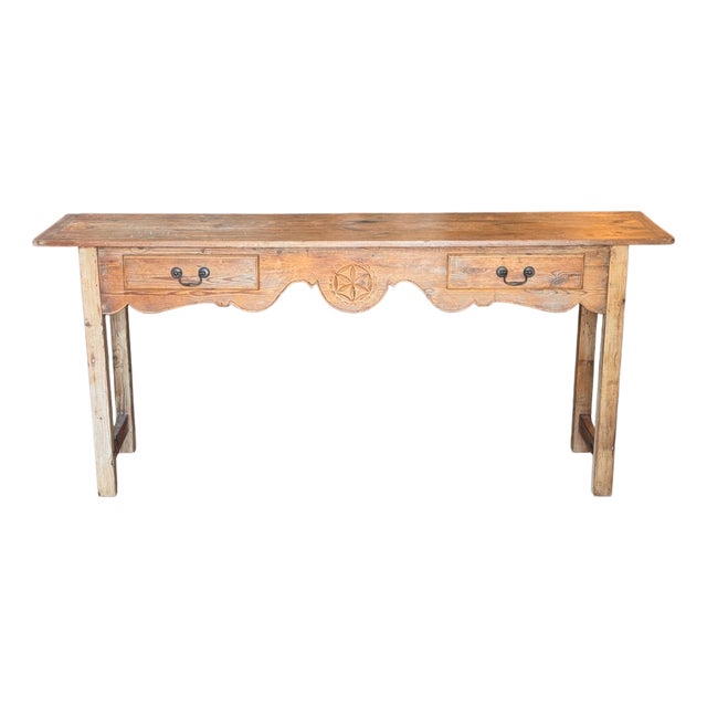 19th Century Two Drawer Pine Console Table For Sale