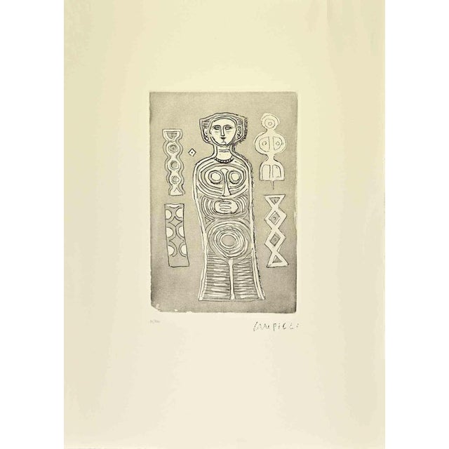 Idol is a print realized by Massimo Campigli in the 1970/1971. Etching on paper. Signed and numbered, edition of 300...