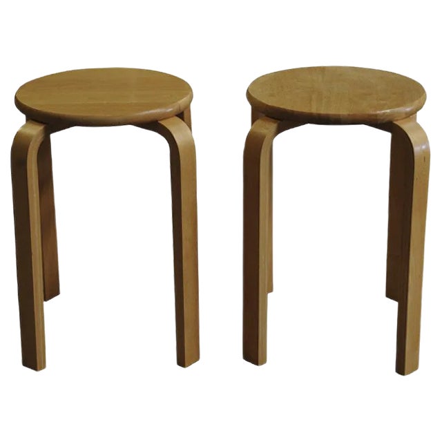 Bent Plywood E60 Stacking Stool by Alvar Aalto for Artek, 1980s For Sale