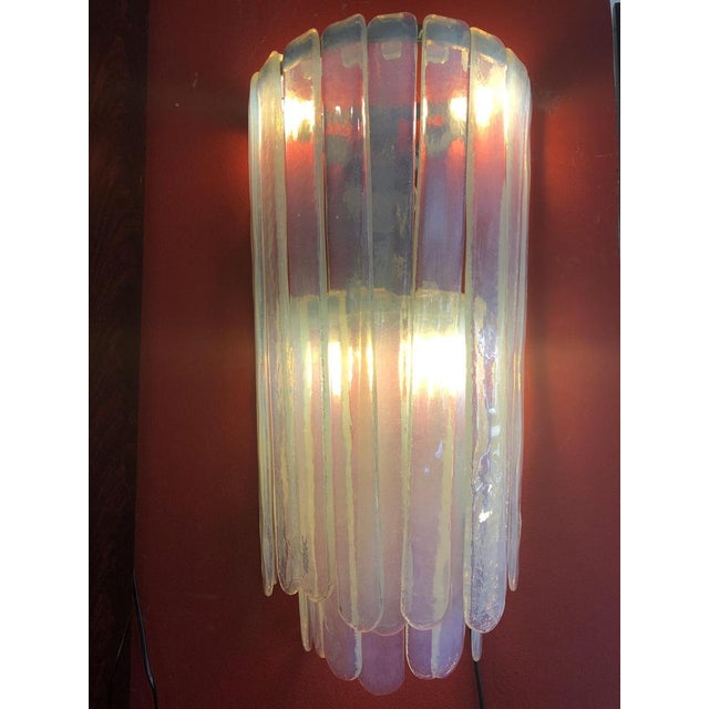 Metal Large Wall Lamp in Opal Murano Glass Mazzega, Italy, 1960s or 1970s For Sale - Image 7 of 11