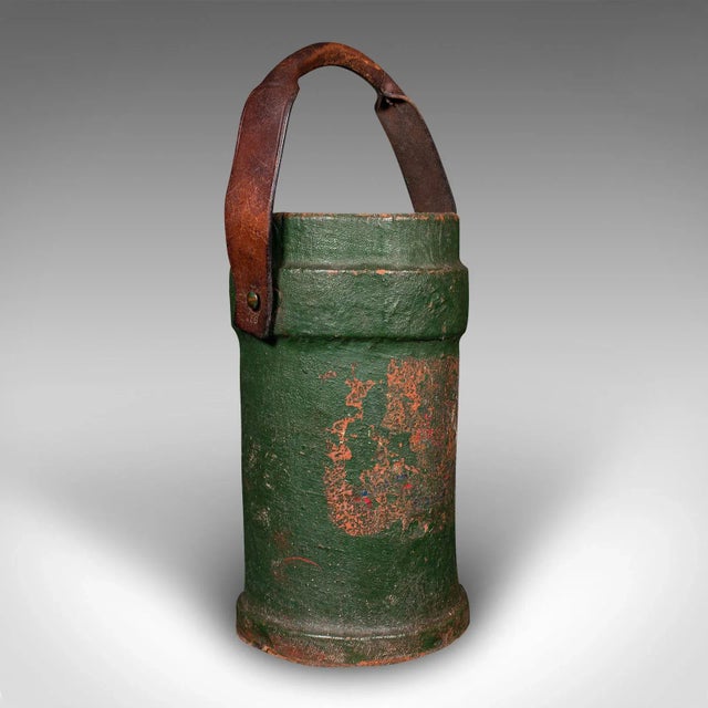 1900s Victorian Antique Household Carry, English, Canvas, Leather, Storage Bucket For Sale - Image 11 of 11