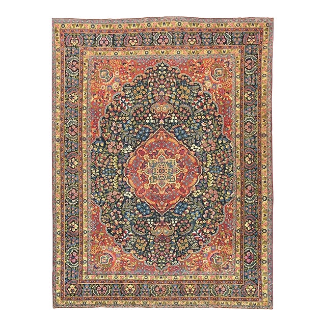 1960s Old Persian Tabriz Rug 10x 13 For Sale