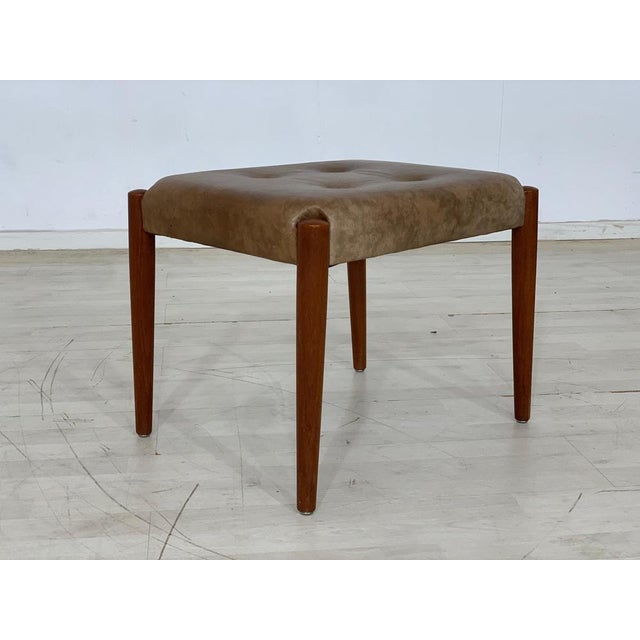 Danish Teak & Leather Stool For Sale - Image 3 of 7