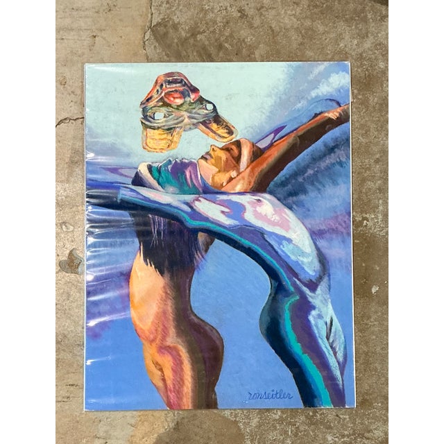 Paper Vintage Ron Seitler Figurative Oil Crayon Drawing For Sale - Image 7 of 12