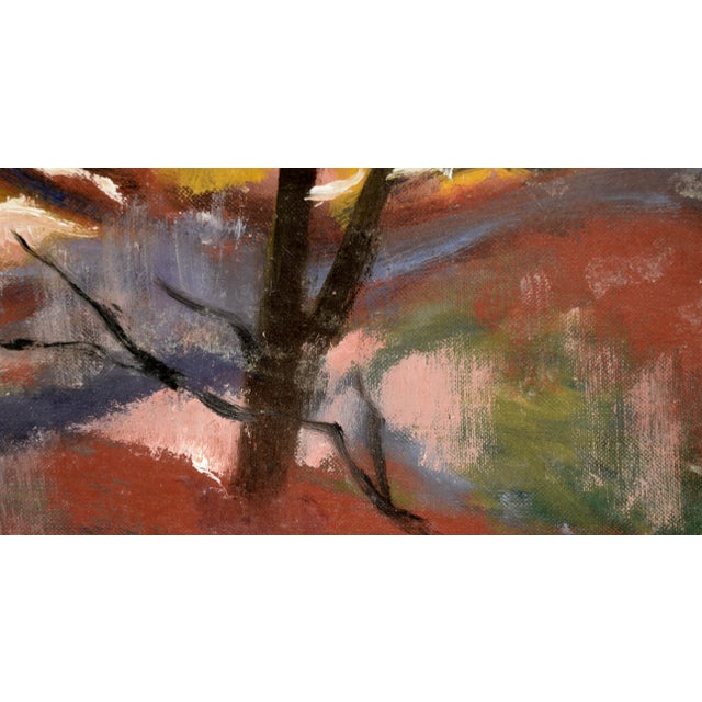 Modern "Autumn Nocturne" - Abstracted Forest Landscape in Oil on Artist's Board by Claire Weist For Sale - Image 3 of 7