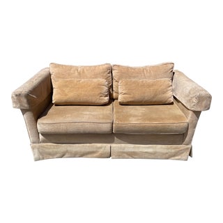 Vintage Ralph Lauren Style Gold Velvet/Chenille 2 Cushion Sofa For Sale