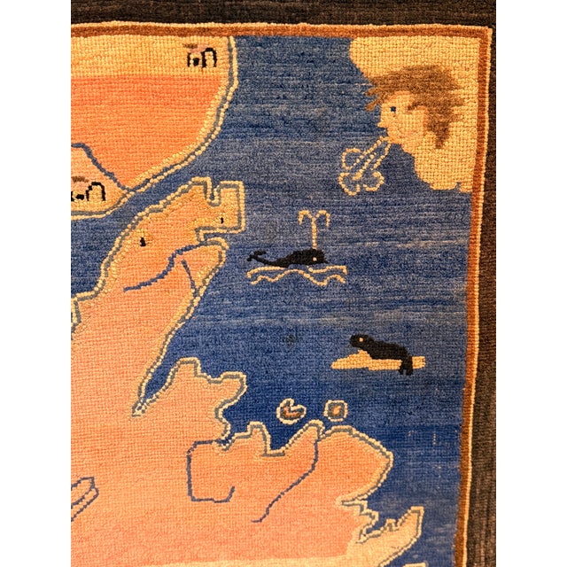 1930s Vintage Framed Grenfell Newfoundland and Labrador Map Hooked Mat c.1936 For Sale - Image 5 of 9