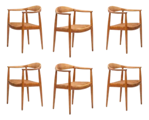 Hans Wegner for Johannes Hansen “The Chair” Dining Chairs Set of Six in Oak 1960