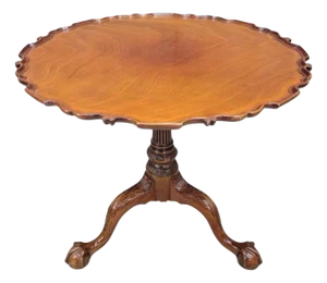Vintage Chippendale Style Pie Crust Tilt Top Table by Kindel Furniture Co.