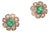 Certified Natural 1.8cts vs F Diamond Emerald 18k Solid Gold Floral Stud Earrings, A Pair For Sale