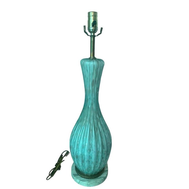 This is an Alfredo Barbini seafoam table lamp. It is in great condition. It is original murano, no tag on it.