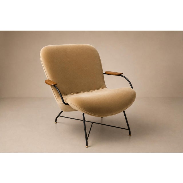 Wood Brazilian Modern Pair of Armchairs in Rosewood, Mohair & Steel by Carlo Hauner, 1950s For Sale - Image 7 of 18