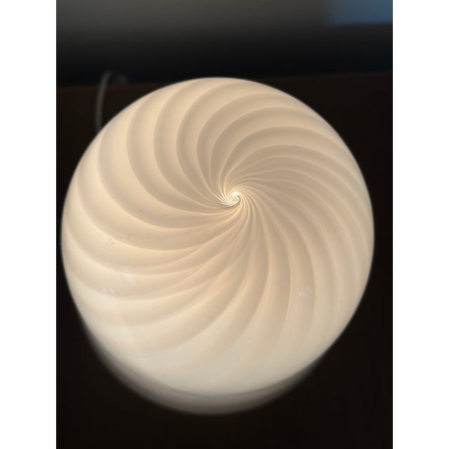 Mid-Century Modern Hand Blown Murano Glass Lamp With a Swirl Pattern, Made in Italy, Circa 1970s For Sale - Image 3 of 10