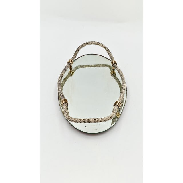 Metal Mid-Century Hollywood Regency Oval Mirrored Tray, 1950s For Sale - Image 7 of 14