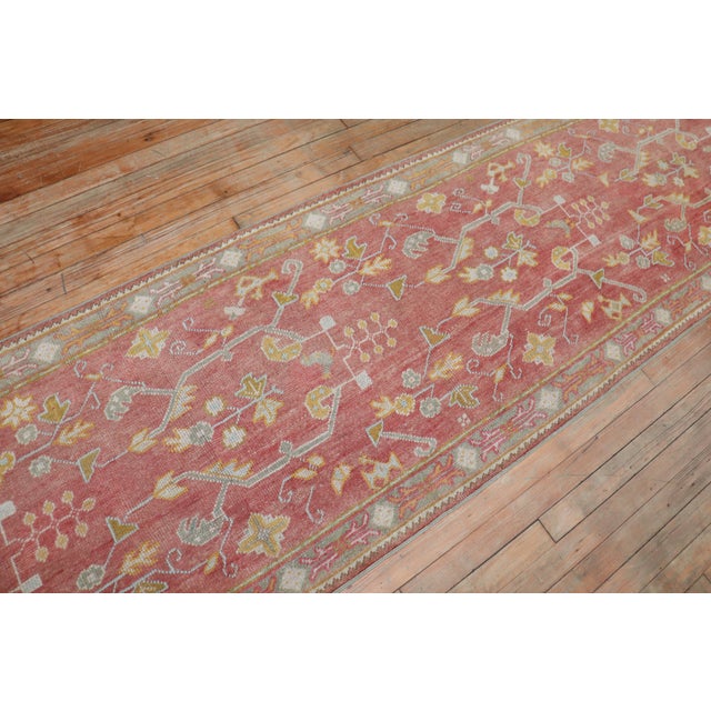 Asian Antique Antique Soft Red Turkish Oushak Early 20th Century Runner - 2'6" x 11'4" For Sale - Image 3 of 8