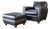 Restoration Hardware Art Deco Black Leather Club Chair & Ottoman For Sale