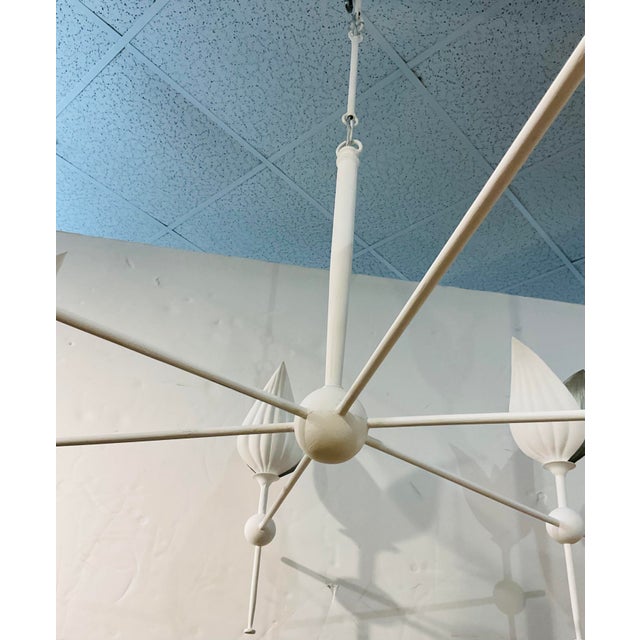 Metal Currey & Company Modern White Metal Peace Lily Chandelier For Sale - Image 7 of 7