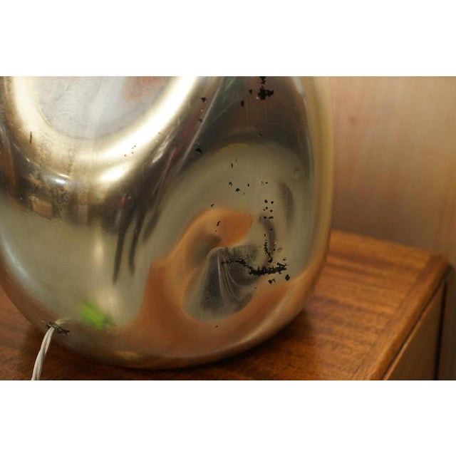Large Vintage Sculptural Table Lamp in Foxed Mirrored Glass For Sale - Image 16 of 18