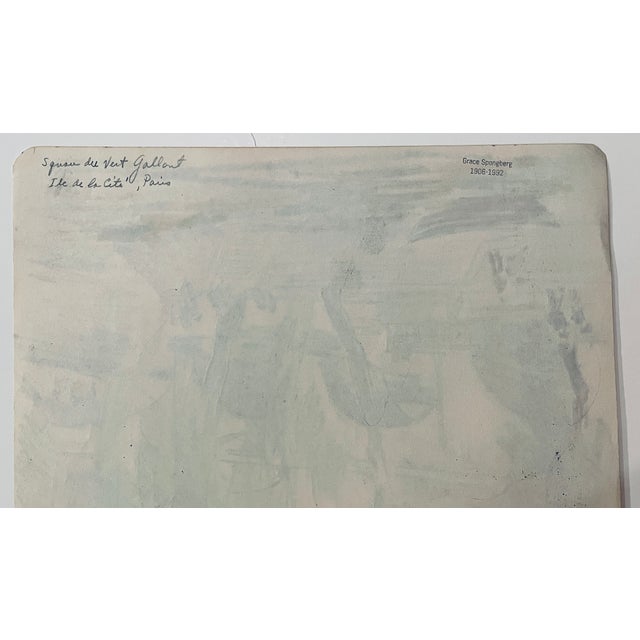 Mid-Century Modern 1950s Grace Spongberg Square Du Vert-Galant Parisian Cityscape For Sale - Image 3 of 3