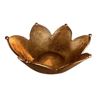 Vintage Horchow Italian Gilt Sculptural Flower Bowl. For Sale