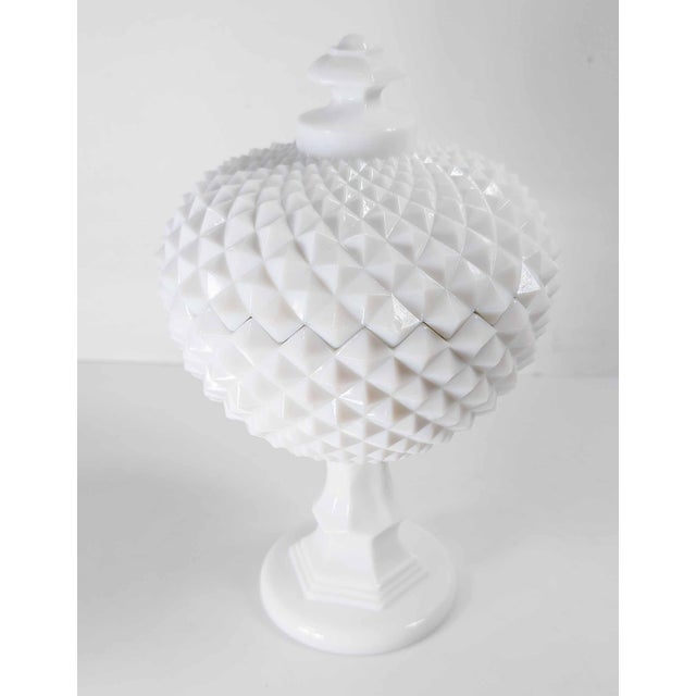 Art Deco 20th Century Sculptural White Milk Glass Covered Compote by Westmoreland For Sale - Image 3 of 15
