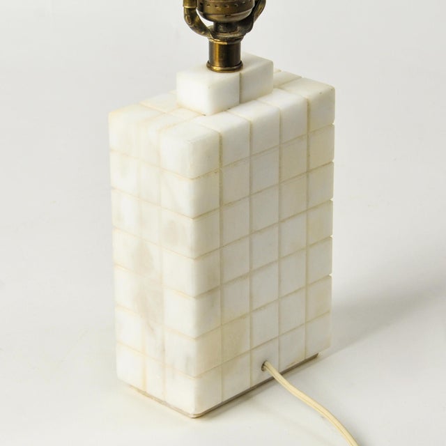 Stone Early 20th Century Solid Carved Marble Art Deco Style Geometric Table Lamp For Sale - Image 7 of 14