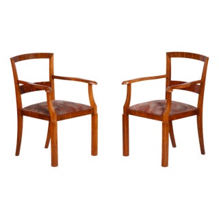 Art Deco Brown Beech Armchairs, Czechia, 1920s, Set of 2 For Sale