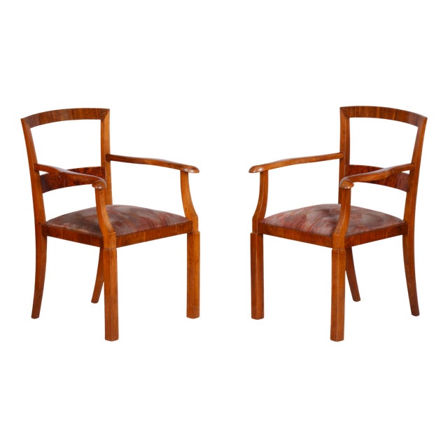 Art Deco Brown Beech Armchairs, Czechia, 1920s, Set of 2 For Sale