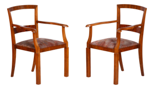 Art Deco Brown Beech Armchairs, Czechia, 1920s, Set of 2