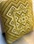 1960s-70s olive needlepoint geometric pillow w/ olive velvet backing. Excellent condition. Measures 13.5" x 14".