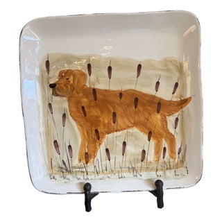 Wildlife Hunting Dog Large Square Platter by Vietri For Sale