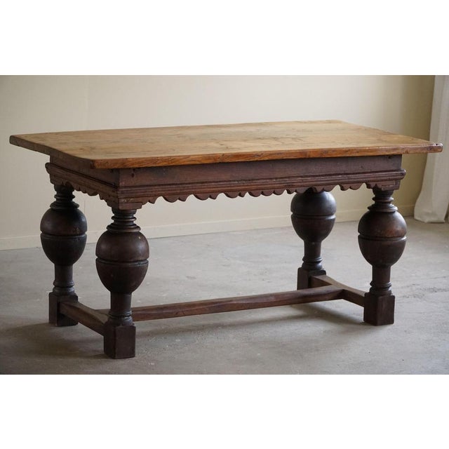 19th Century Antique Baroque Dining / Desk Table in Oak, Danish Cabinetmaker For Sale - Image 10 of 18