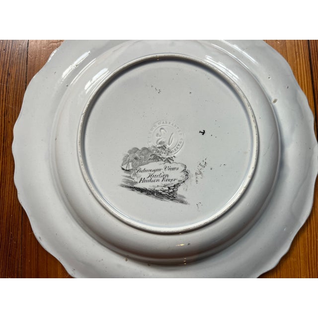 Antique 19th Century English Staffordshire Clews Historical Brown Transferware Soup Plate Picturesque Views Hudson, New York & Hudson River For Sale - Image 11 of 12