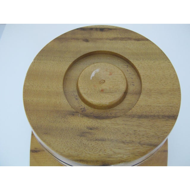 Brown Vintage 1976 Hand Turned Wood Geometric Circular Box With Dome Lid For Sale - Image 8 of 10