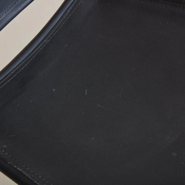 Black Leather + Bronze Pompeii Armchair by Alberto Orlandi, Italy 1980s For Sale - Image 9 of 11