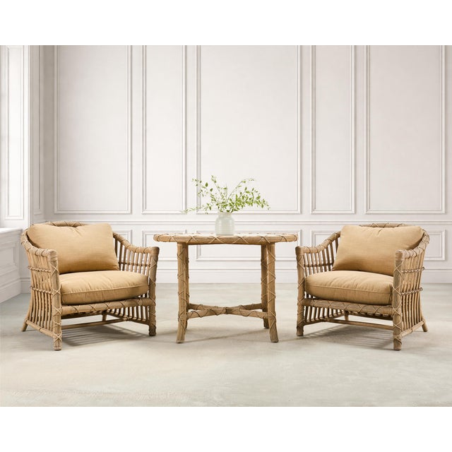 A chic pair of 20th century patio and garden side tables designed by Danny Ho Fong for Fong Brothers, Los Angeles, CA. The...