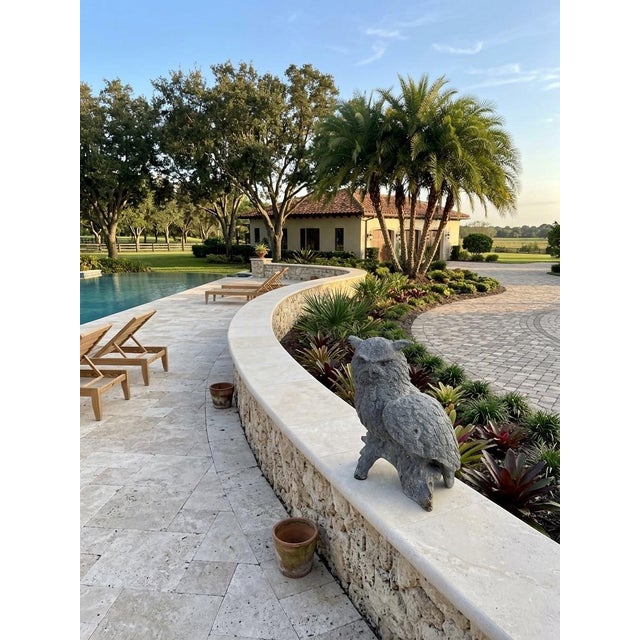 Slate Gray Vintage Cast Iron Horned Owl Garden Sculpture For Sale - Image 8 of 11